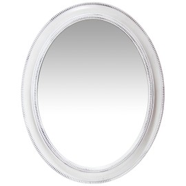 Sonore 30 inch by 24 inch Decorative Oval Bathroom Vanity Hanging Mirror Oval Decor Large Beaded Accent Framed Wall Mirror (White)