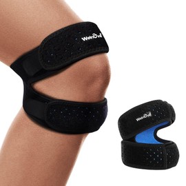 Welnove Patellasehnen-Stützband, Verstellbarer Neopren-Knieband zur Knie-Schmerzlinderung für Läuferknie, Arthritis, Springerknie, Heilung nach Tennis (Schwarz, L)