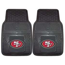 FANMATS 8902 San Francisco 49ers 2-Piece Heavy Duty Vinyl Car Mat Set, Front Row Floor Mats, All Weather Protection, Universal Fit, Deep Resevoir Design