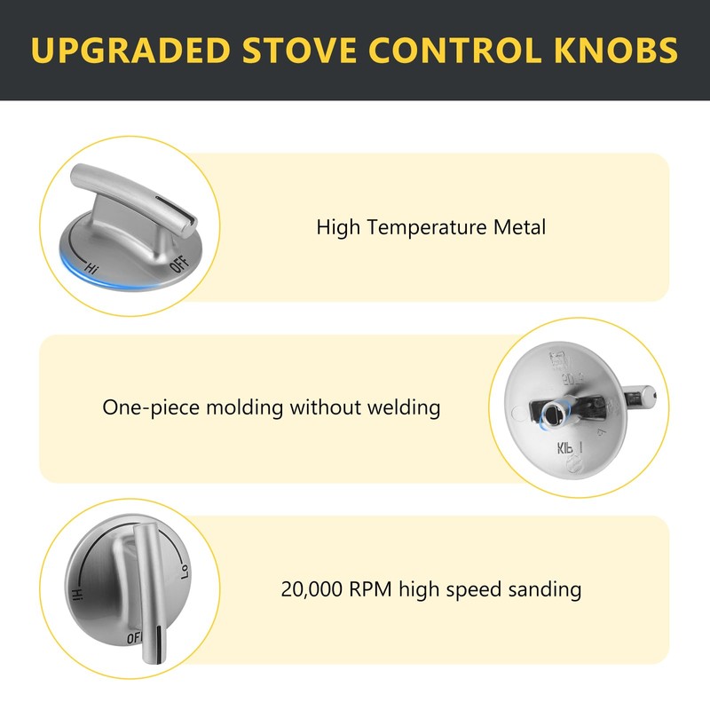 5 Pack 7733P410-60 Surface Burner Knobs Replacements Compatible with Whirlpool