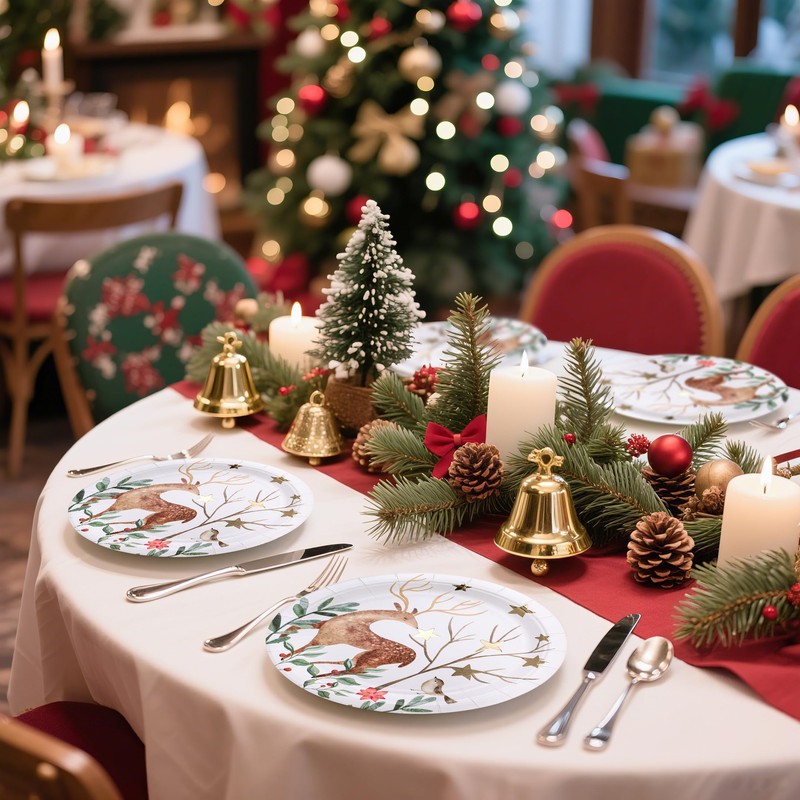 WRAPAHOLIC 25Pcs Christmas Paper Plates - 9 Inch Gold Foil