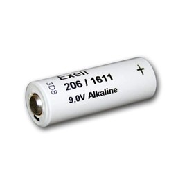 Exell 206A Alkaline 9V Battery 110mAh NEDA 1611, 1161M, 206, 6MR9, 7MR9, A1611, B206/L6, E126, E-126, ER-206, H-6D, H-7D, L6, M-1611, MR9, TR-126, TR126, VS32 (NSN: 6135-00-933-4293)