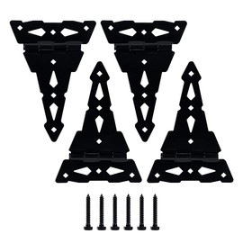 HOME MASTER HARDWARE 8 Inch Heavy Duty Decorative T Hinge Shed Storage Gate Barns Tee Hinges with Screws Black Finish 4 Pack