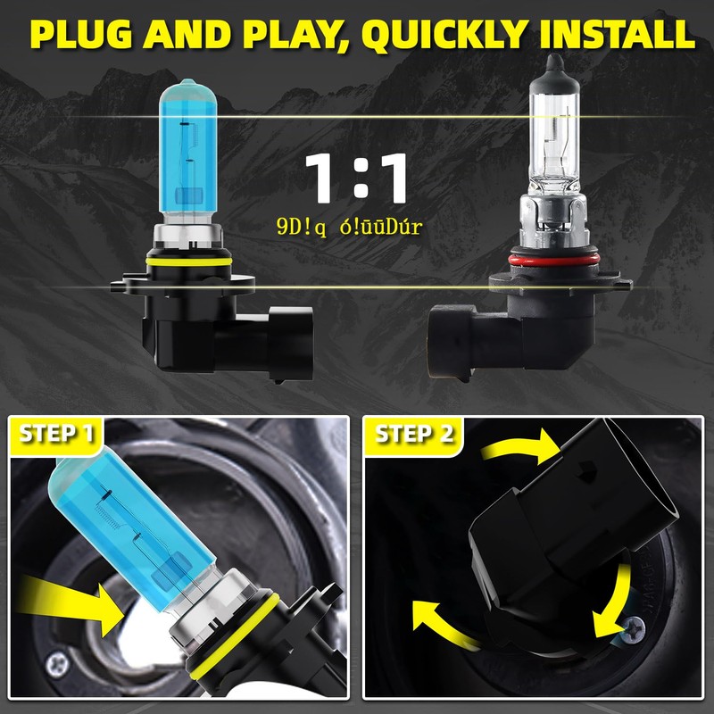 DMEPUGI Headlight Bulbs Fit For Chevy Corvette 1997-2004,9005 9006 High