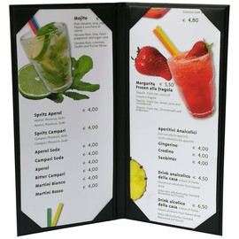 5 pcs of Restaurant Wine Menu Covers Holders 4.75" X 11" Inches, Double View,Sold by Box,with Clear PVC Sheets for Paper Protection