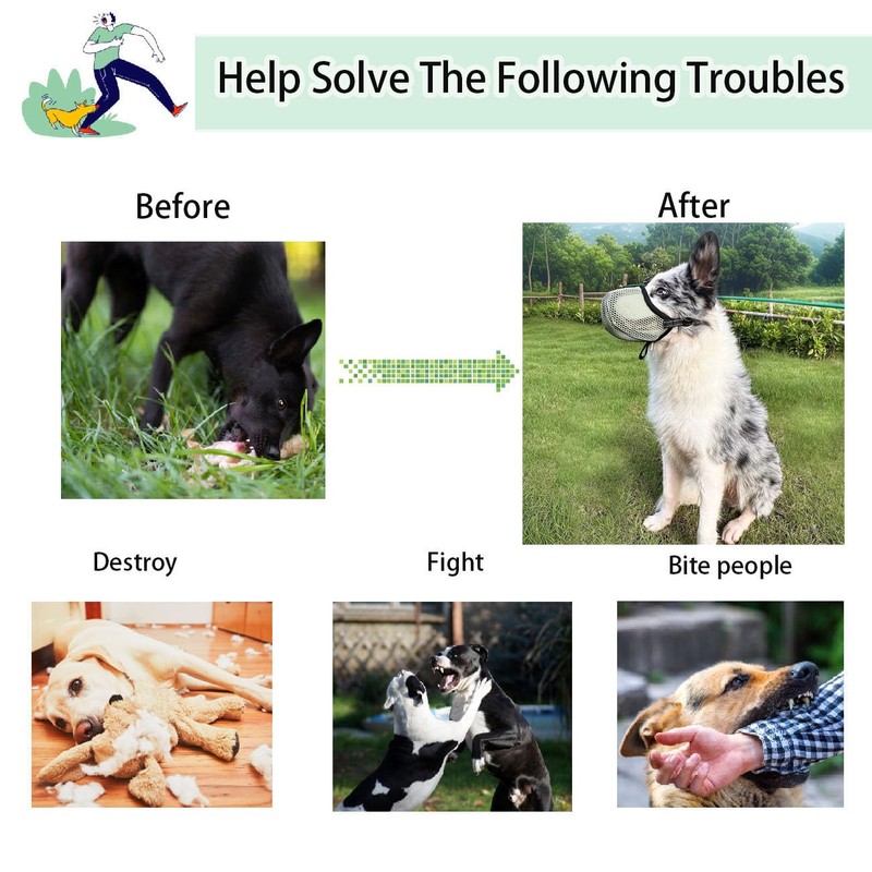 Muzzle for Large Dogs, Prevent Chewing/Eating/Biting Dog Muzzle, Breathable, Reflective,