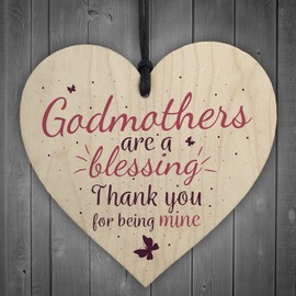 RED OCEAN Godmothers Blessing Wooden Heart Plaque Sign Mothers Day Christening Birthday Asking Gifts For Women