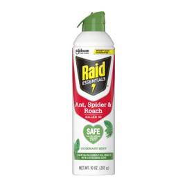 Raid Essentials Ant, Spider & Roach Killer Aerosol Spray, Child & Pet Safe, Kills Insects Quickly, for Indoor Use, Rosemary Mint Scent, 10 fl oz