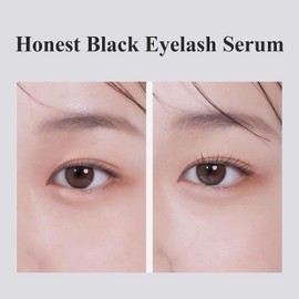 Suero para pestañas Honest Black: suero para el crecimiento de pestañas para lograr pestañas más gruesas y tupidas: crea un look de maquillaje con tinte negro, 0,27 fl. oz