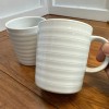 Crate & Barrel Roulette White Ribbed Mugs Spal Porcelain Portugal