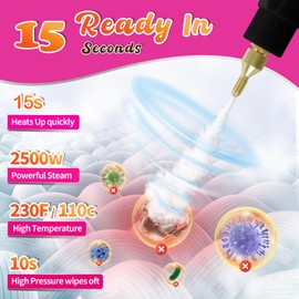 HCCTWOOW 2500W Handheld Steam Cleaner,Steamer for Cleaning,15SFast Heating High Pressure Portable Steam Cleaner (Red-(New Version))