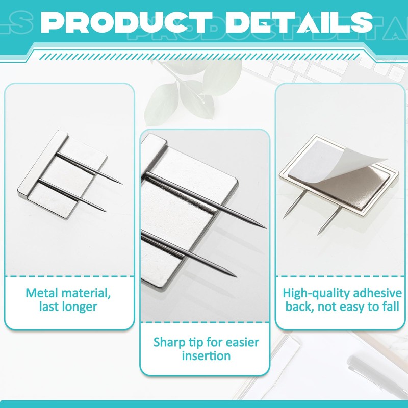 Amylove 40 Pcs Silver Cubicle Pins Partition Pins Fabric Clips