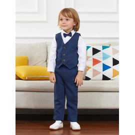mintgreen Baby Boys Wedding Suits, Infant Christening Outfit Gentleman Long Sleeves Clothes Set, Blue, 18-24 Months, 90