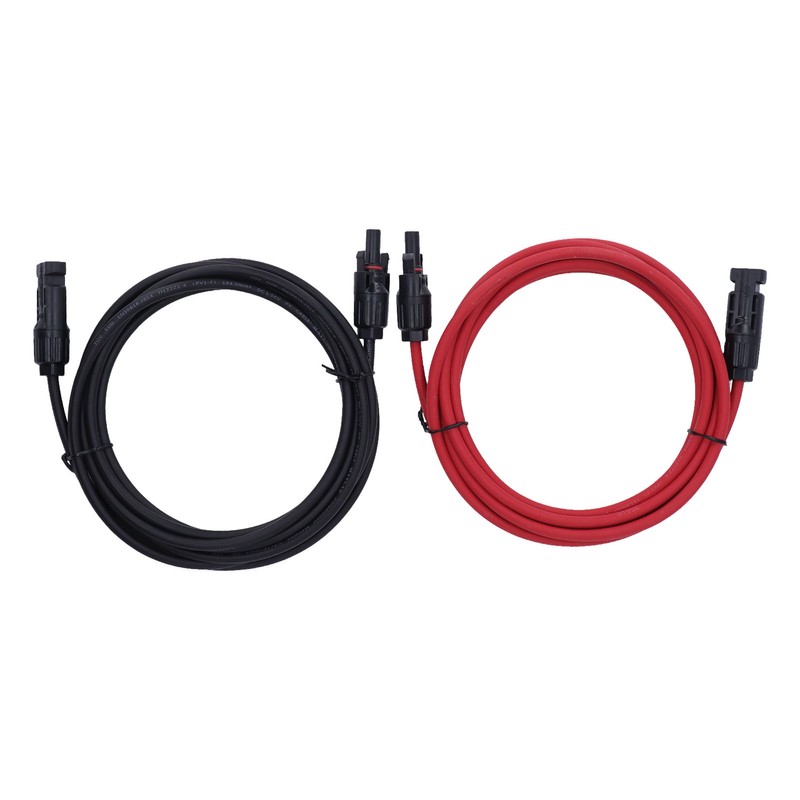 2pcs 12AWG 4mm² Solar Panel Extension Cable Black Red Solar