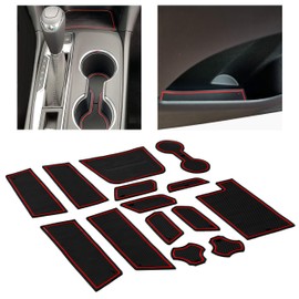 CupHolderHero Compatible with Chevy Equinox Accessories 2018-2024 Custom Interior Non-Slip Anti Dust Cup Holder Inserts, Center Console Liner Mats, Door Pocket Liners 14pc Set (Red Trim)