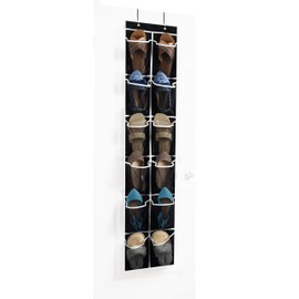 ZOBER Over the Door Shoe Organizer - 12 Mesh Pockets, Space Saving Hanging Shoe Holder for Maximizing Shoe Storage, Accessories, Toiletries, Etc. No Assembly Required, Organizer for Shoes 57½” x 12”