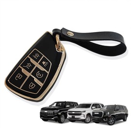 Muslogy para Yukon Tahoe Suburban 2021-2024 - Funda para llavero de 6 botones, material de TPU para llavero, protector compatible con 2021 2022 2023 Suburban Tahoe Yukon (negro)