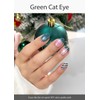 AutyaMee Semi Cured Gel Nail Strips (Green Cat Eye), Christmas