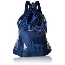 Speedo Insignia Blue Mesh Equipment Bag with Backpack Straps for Swim Gear
