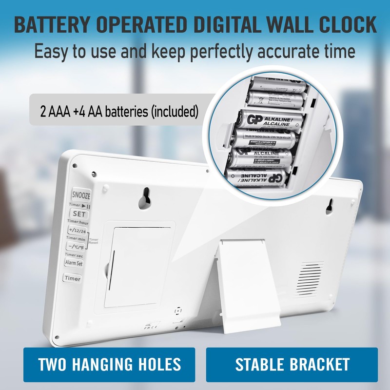 TXL 18.44" Large Amotic Digital Wall Clock with Backlight, Battery