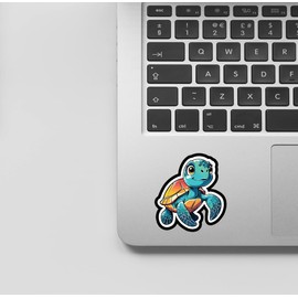 Set of 3 - Cute Sea Turtle Cartoon Sticker Decal, Turquoise and Orange, Decorative Die-Cut Design,StickersGraphic - Auto, Wall, Laptop, Cell, Truck Sticker for Windows, Cars, Trucks