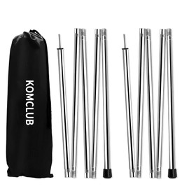 KOMCLUB Tent Poles Adjustable Camping Tarp Poles Heavy Duty Stainless Steel Lightweight 78" Collapsible Canopy Pole for Tarp Telescoping Tent Pole for Awning Hiking Rain Fly Shelter Set of 2