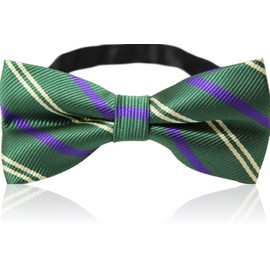 Best Item: Bowtie, Men's, Kids, One-Touch Wearing, Necktie, Polka Dots, Stripes, Paisley, For Adults and Children, stripe green g1-48