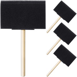 SmallCat 4 PCS Foam Paint Brushes, 3.96 Inch Foam Sponge Brushes for Varnishes, Reusable Sponge Brushes with Wood Handles for Painting, Staining, and DIY Crafts - Black