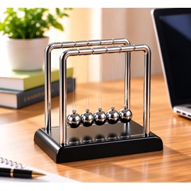Newton's Cradle Balance Balls for Physics Demonstrations – Metal Pendulum Desk Toy for Office Decor and Science Learning
