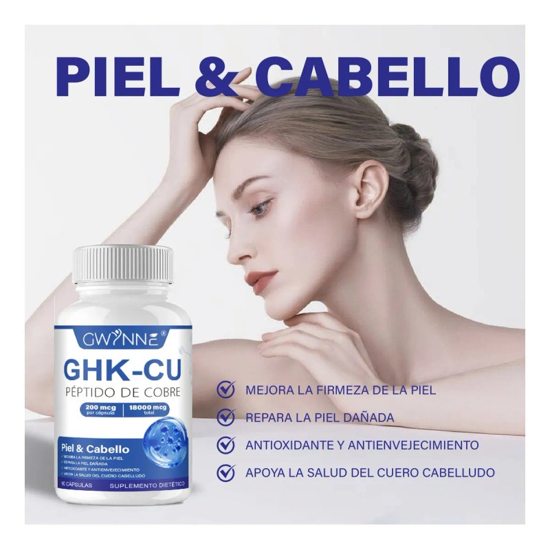 Gwynne Péptido Cobre Ghk 200mcg Cápsulas Alta Potencia Promueve Reparación