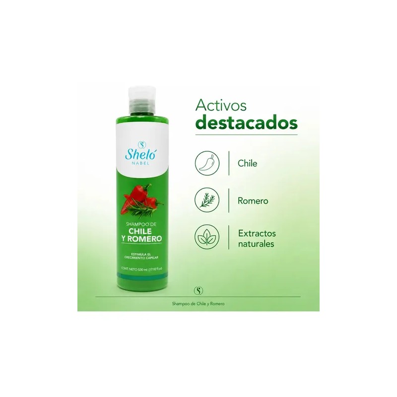Shelo Shampoo Chile Y Romero Crece Cabello Caida Suaviza 530mL