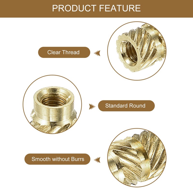 QUARKZMAN Knurled Insert Nut M3 x 8mm L x 5mm