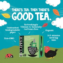 Clipper Tea Mint Herbal Teabags – Caffeine Free, USDA Organic, Great Hot or Iced – Refreshing, Natural, Fair & Delicious – 50 Tea Bags