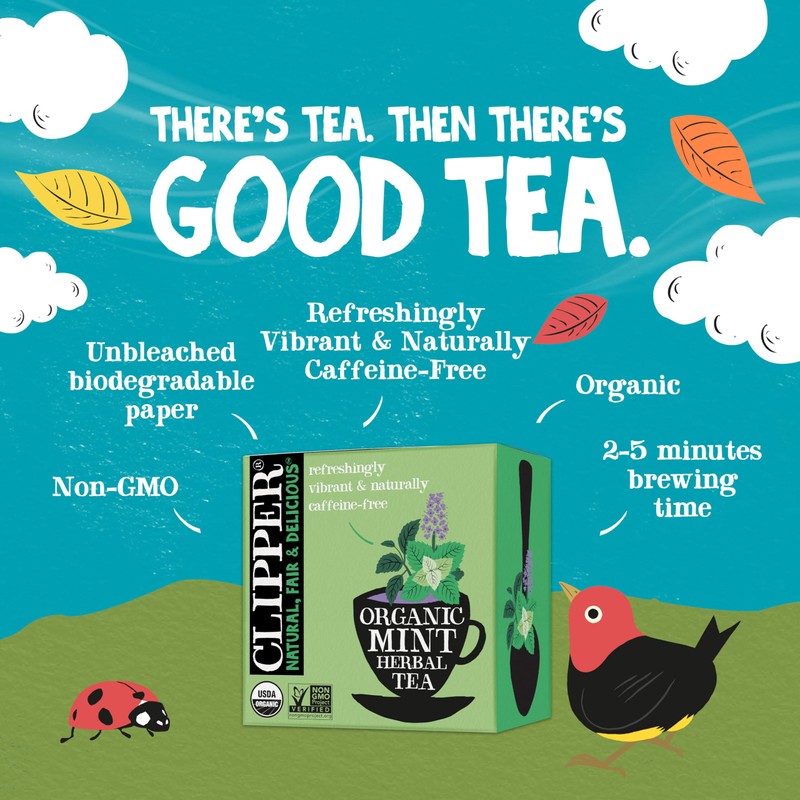 Clipper Tea Mint Herbal Teabags – Caffeine Free, USDA Organic,