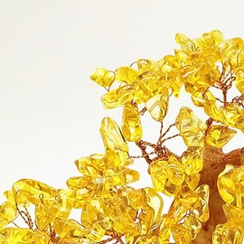 Colorsheng Feng Shui Quartz Crystal Money Tree Bonsai Style Decoration for Luck and Wealth (Yellow)