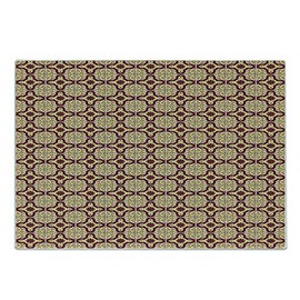 Ambesonne Moroccan Cutting Board, Portuguese Azulejo Style Mosaic Tiles with Traditional Classic Curls, Decorative Tempered Glass Cutting and Serving Board, Small Size, Ginger Purple and Cream