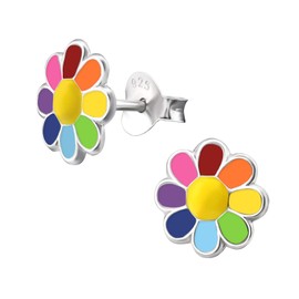 Monkimau Girls' Earrings Flower Stud Earrings 925 Sterling Silver, Sterling Silver