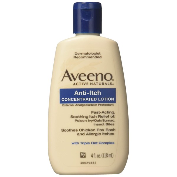 Aveeno Anti-Itch Concentrated Lotion with Calamine and Triple Oat Complex, Skin Protectant for Fast-Acting Itch Relief from Poison Ivy, Insect Bites, Chicken Pox, and Allergic Itches, 4 fl. oz (Pack of 6)