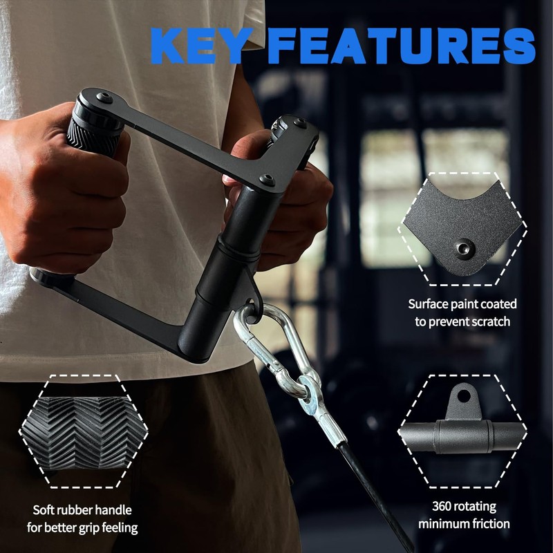 Berufexp Doudle D Hanlde Row, Cable Attachments for Gym, V