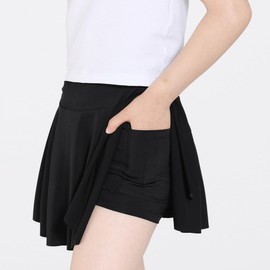 Hvididan Girls Black Skort, Size 7-8 Girls Athletic Skirts for Tennis Golf, Butterfly Flowy Shorts for Kids, Shorts with Pocket Spandex Liner
