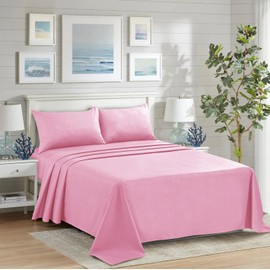 CHARKHAH Polycotton Flat Sheets with Single Double King Size Bed Ultra Soft Plain Top Sheet Dyed in Trendy Colors Hotel Collection Sheets Ideal for Winter & Summer Bedding (Baby-Pink, Double)