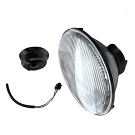 7 Inch Round Led Glass Headlight Lens Housing, Housing LED Halogen Chrome Glass Lens Headlights Conversion Kit for H4 HB2 9003 Bulbs H6024 Sealed Beam Round Headlight 1Pcs