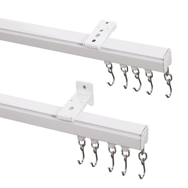 ChadMade Ceiling Track Kit with Hooks, Wall Mount Curtain Track,