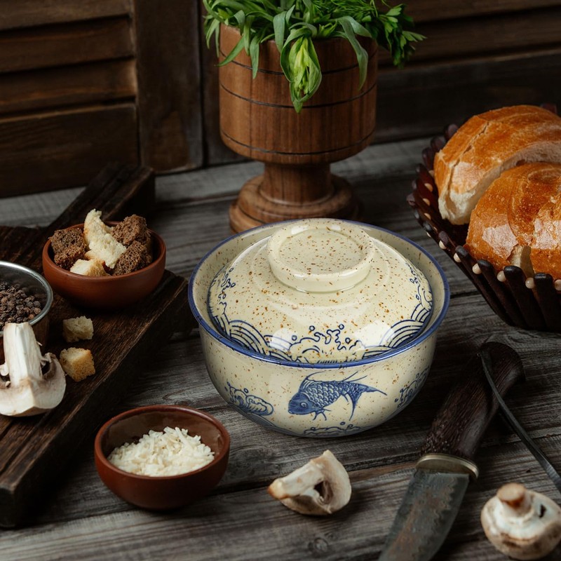 CALLARON 26 oz Ceramic Ramen Bowl, Japanese Noodle Bowls Set