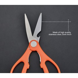 Edward Tools Heavy Duty Utility Scissors - 2mm Thick Ultra Sharp Steel Blades - Multi-use Shears with Bottle Opener, Peeler, nut Cracker - Craft and Kitchen Shears (1)