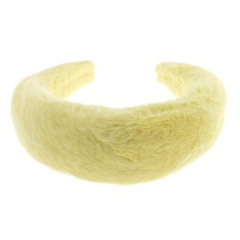 Ladies Faux Fur Padded Headband Alice Band 4cm Wide Padded Headband Wedding Bridal Shower Birthday Christmas Evening Lemon Yellow