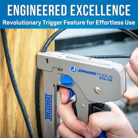 Jonard Tools STG-100 TriggerTack Insulated Cable Stapler – Advanced Trigger Mechanism, Adjustable Depth Control, Ergonomic Handle, Compatible with Jonard & Arrow Staples, Handles Wires Up to 5/16 Inch