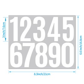 6 Sheets Mailbox Numbers Stickers, 0-9 Large 3 inch Mailbox Self Adhesive Vinyl Waterproof Number Stickers for Crafts Outdoor Sign Wall Mailbox Windows Doors Car Poster Board Businesses (White)