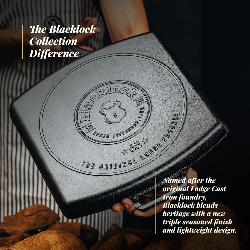 Lodge Blacklock 12 Inch Triple Seasoned Cast Iron Grill Pan