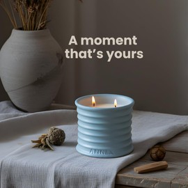 Annex Sea Breeze and Cypress Balls Luxury Scented Candle - 8oz Handmade Blue Ceramic Jar Candle, 50hr Clean Burn, 100% Non Toxic Soy Wax, Aesthetic Home Decor Gift for Men and Women - Sandalwood & Oud